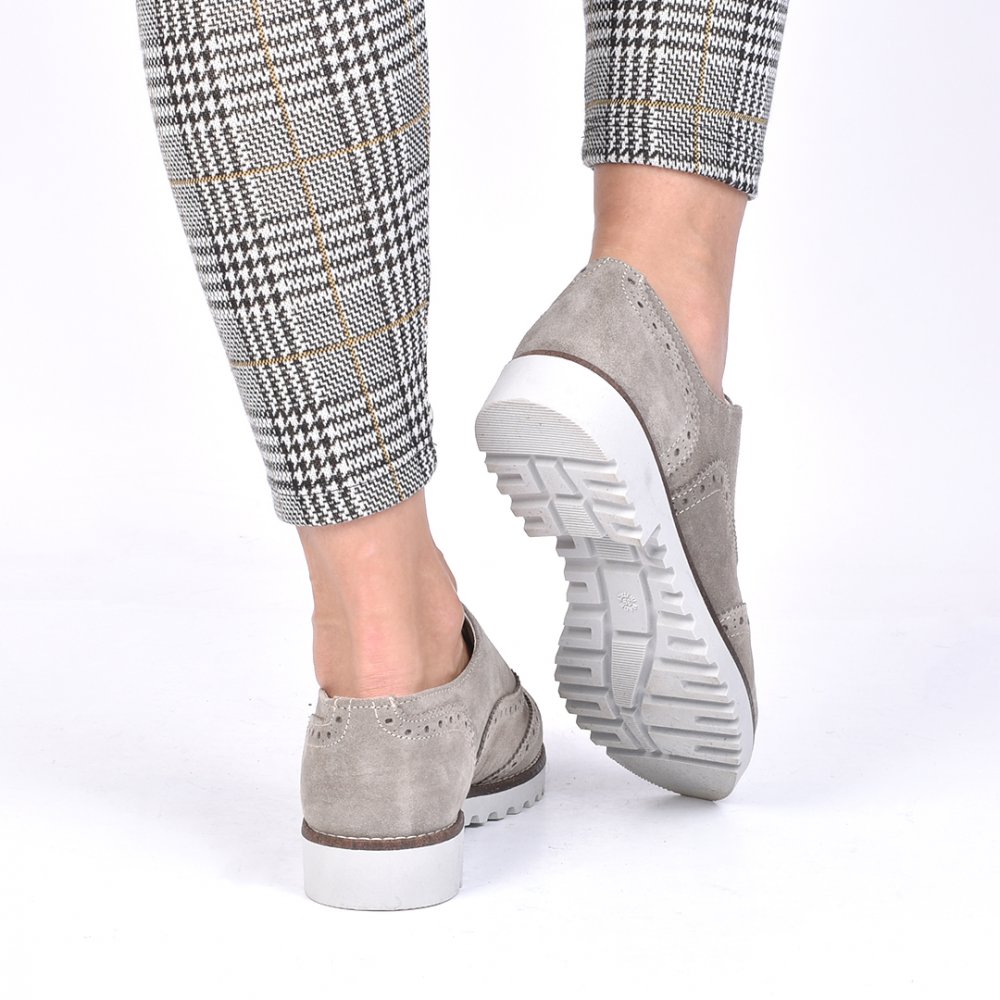 PANTOFI TAUPE PIELE NATURALA INTOARSA TATIANA