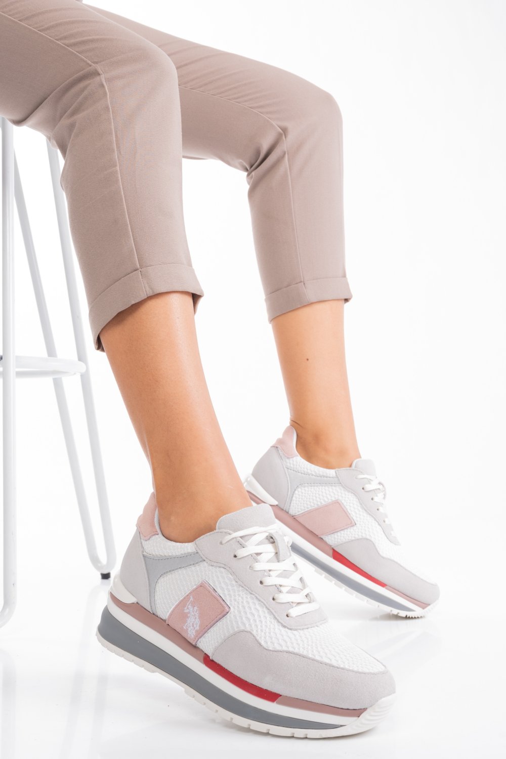 U.S. POLO ASSN, PANTOFI SPORT WHITE NUDE AMY