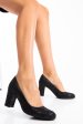 Pantofi negri floral piele naturala lera