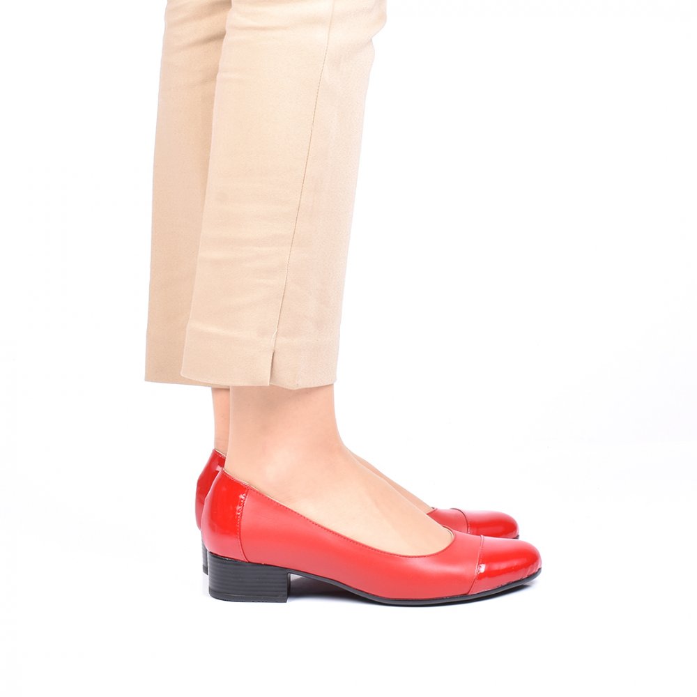 PANTOFI ROSII PIELE NATURALA LACUITA MINERVA