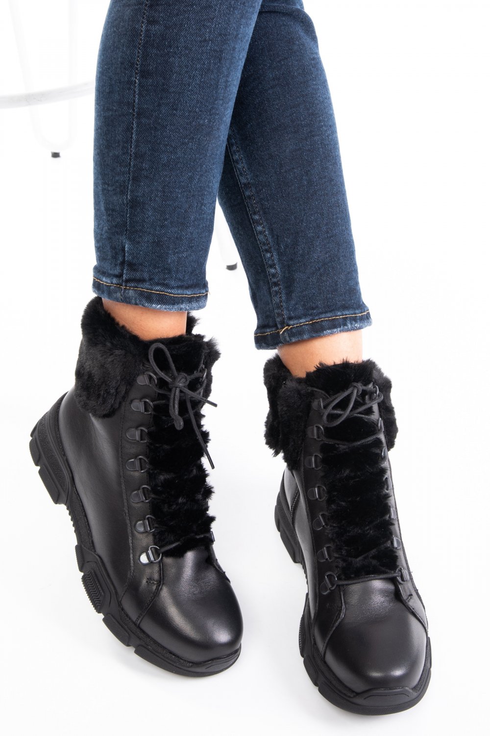 GHETE NEGRE PIELE NATURALA 2S7702860NP