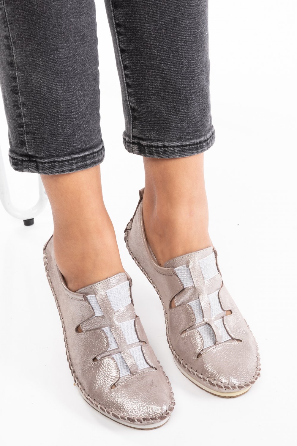 ESPADRILE GRI PIELE NATURALA VILMA