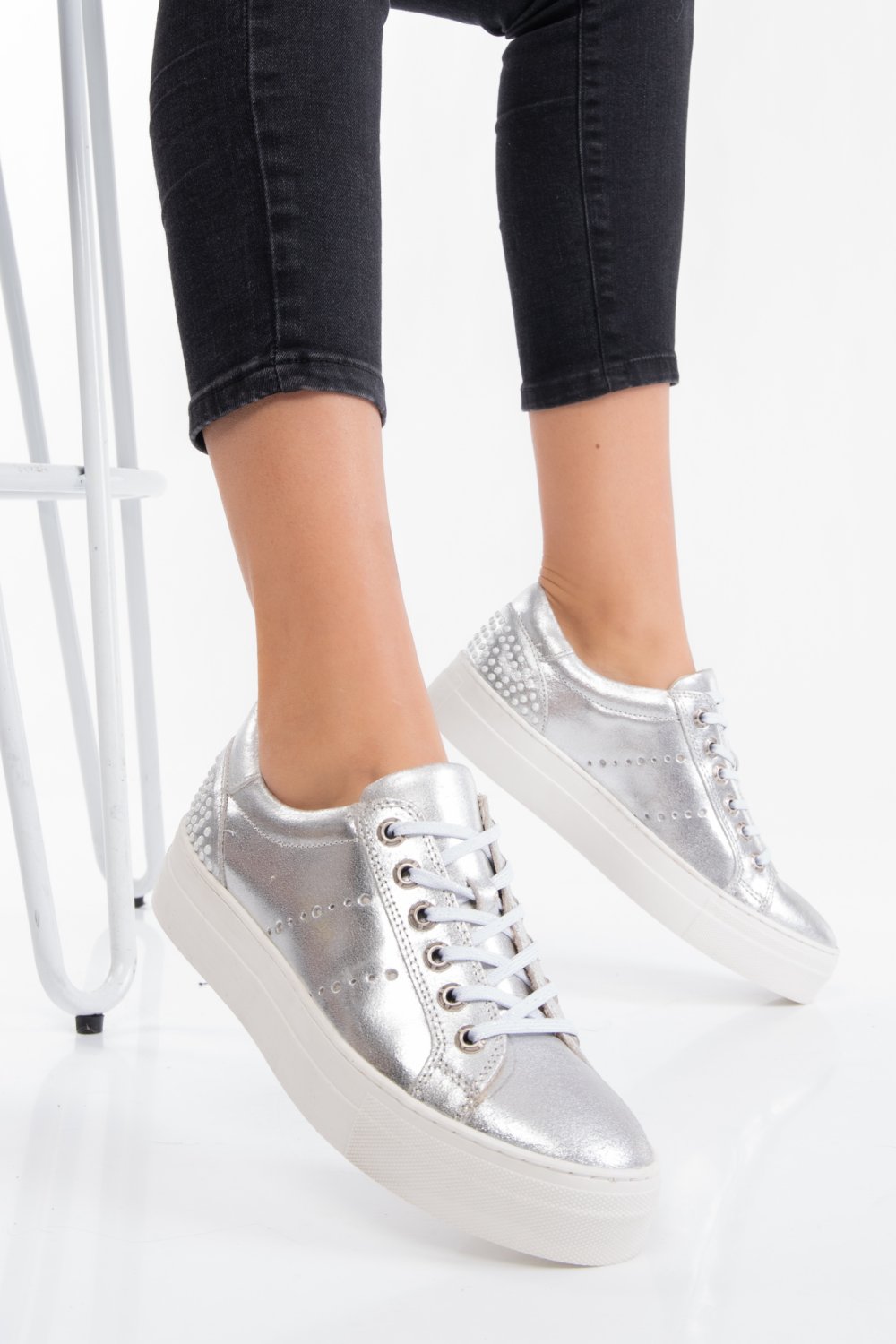 PANTOFI SPORT SILVER PIELE NATURALA AMENA