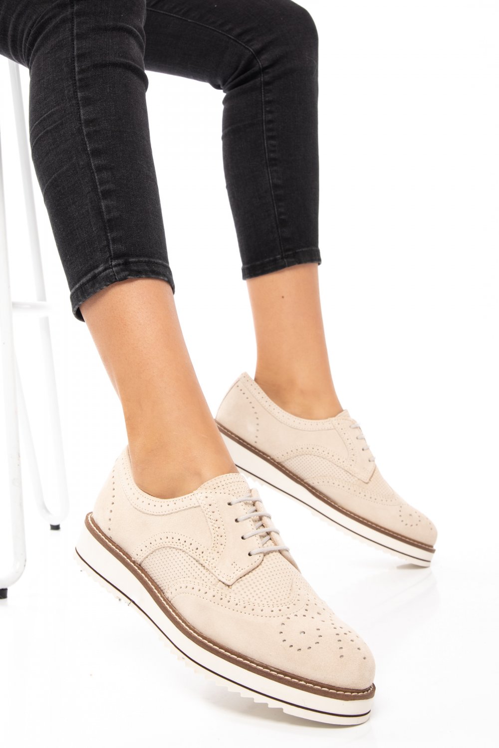 PANTOFI BEJ PIELE NATURALA INTOARSA KAILY