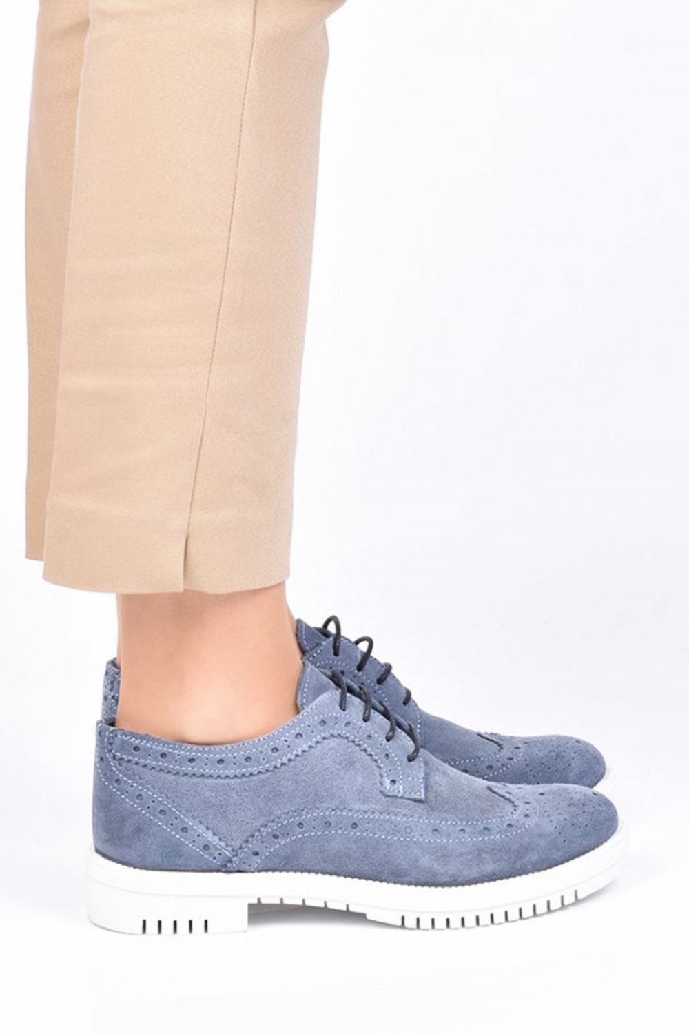 PANTOFI DENIM PIELE NATURALA INTOARSA JOANNE