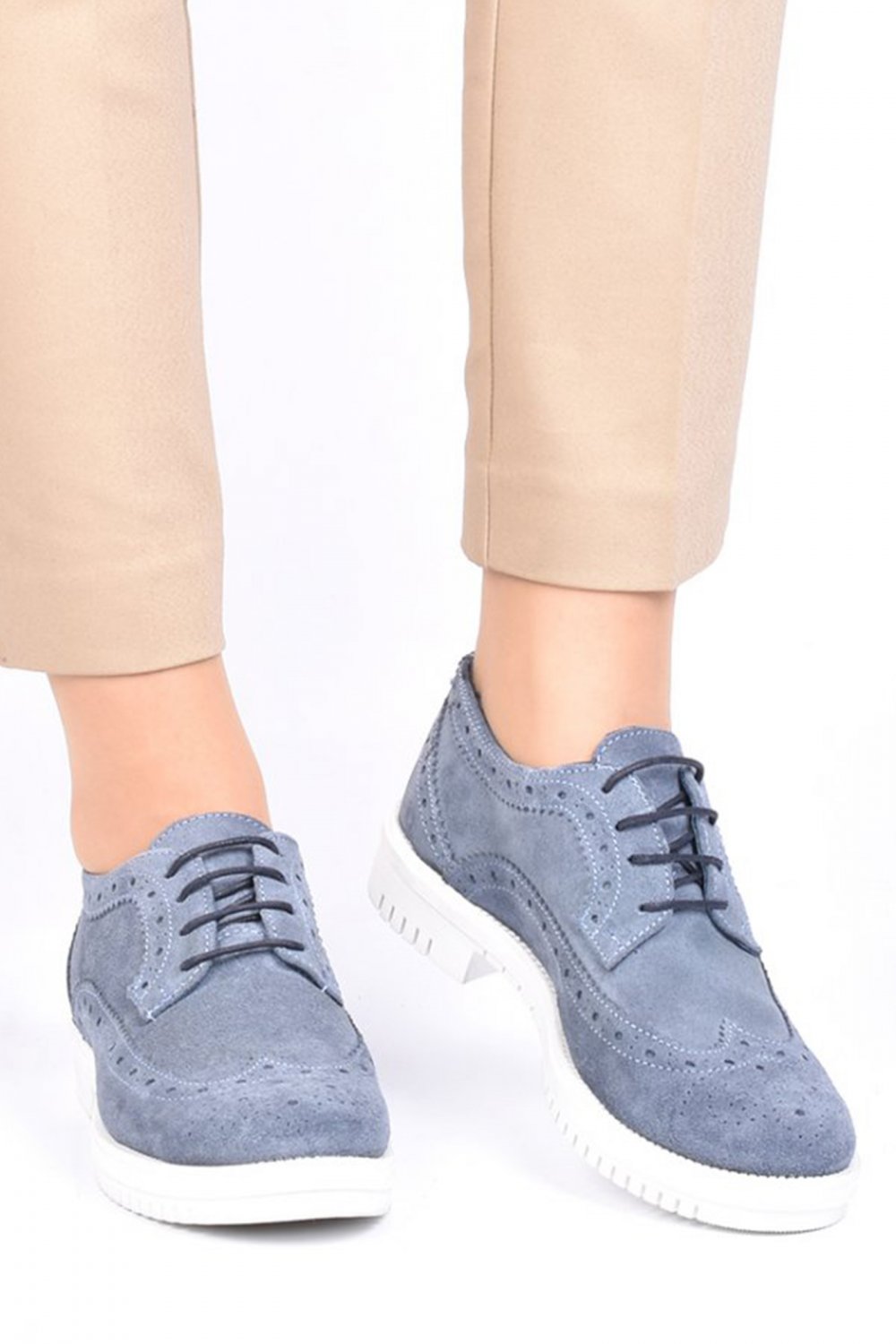 PANTOFI DENIM PIELE NATURALA INTOARSA JOANNE