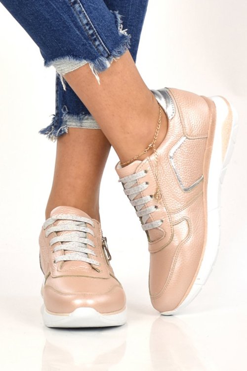 Pantofi sport roz piele naturala karlet