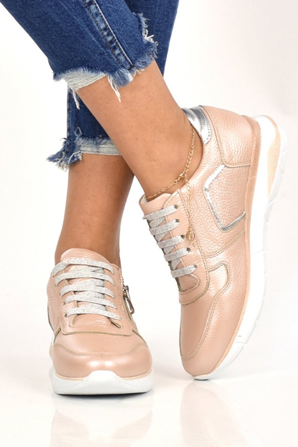 PANTOFI SPORT ROZ PIELE NATURALA KARLET