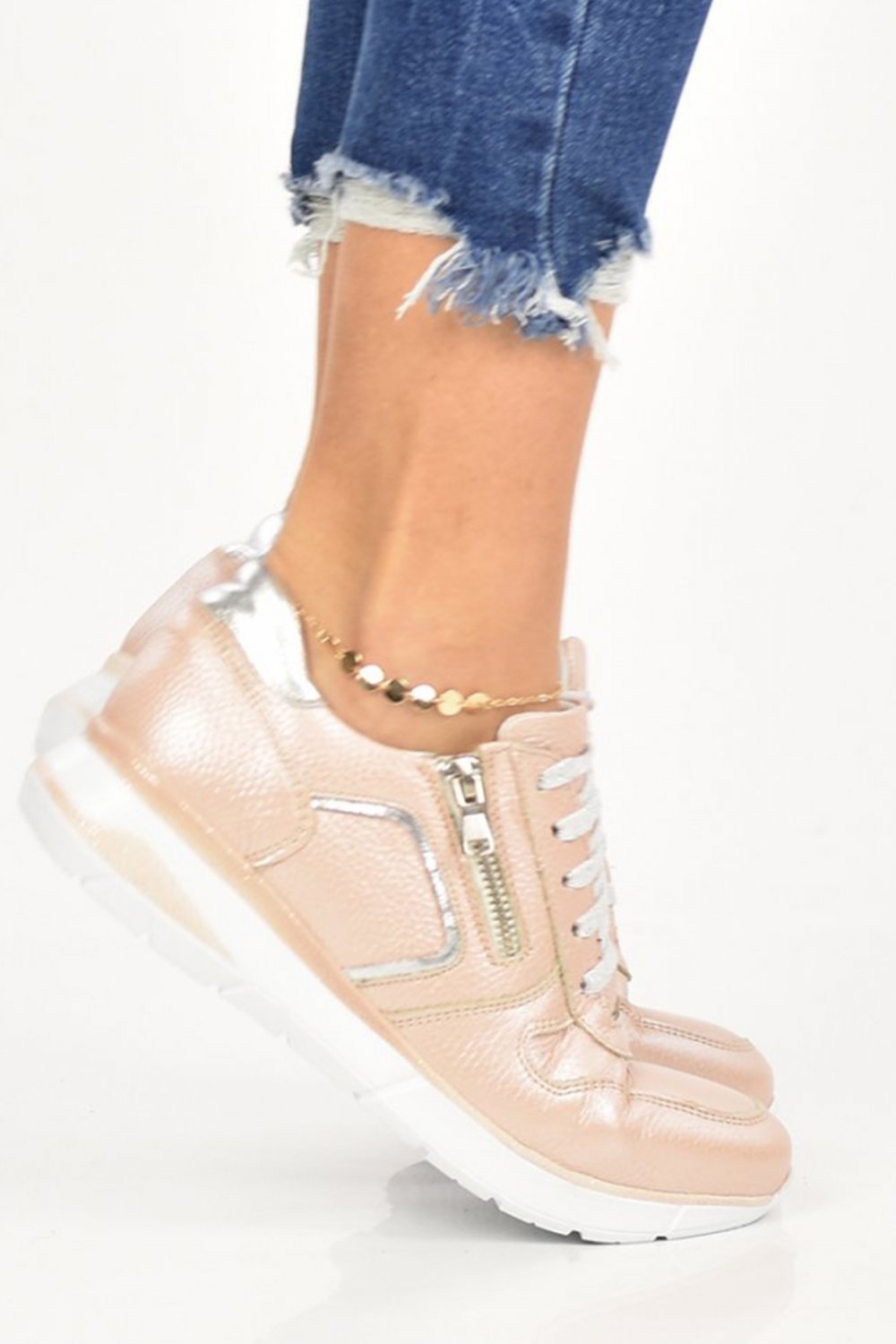 PANTOFI SPORT ROZ PIELE NATURALA KARLET