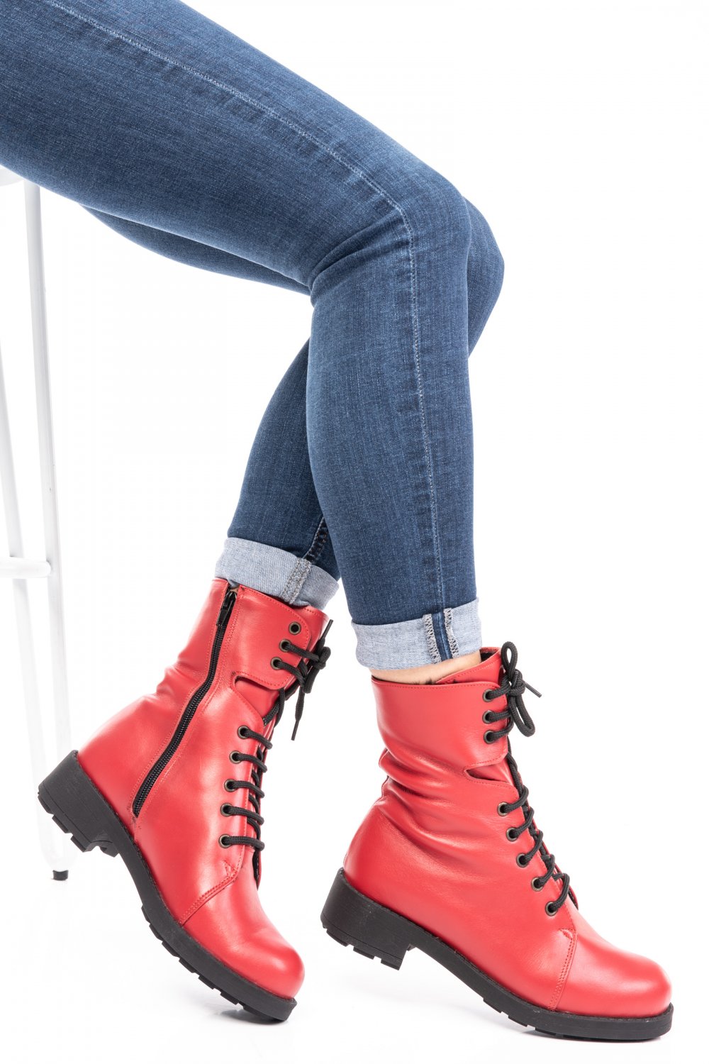 GHETE ROSII PIELE NATURALA 3S7738