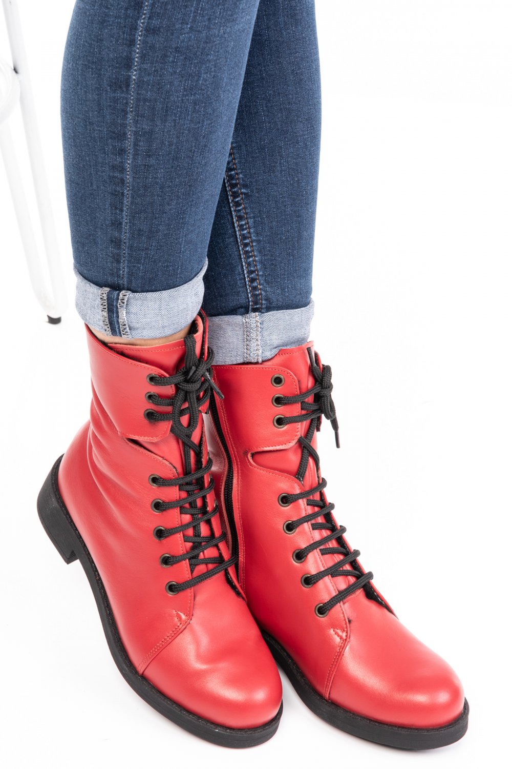 GHETE ROSII PIELE NATURALA 3S7738