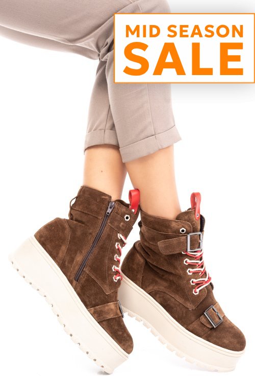 Ghete brown piele naturala intoarsa 3s7700