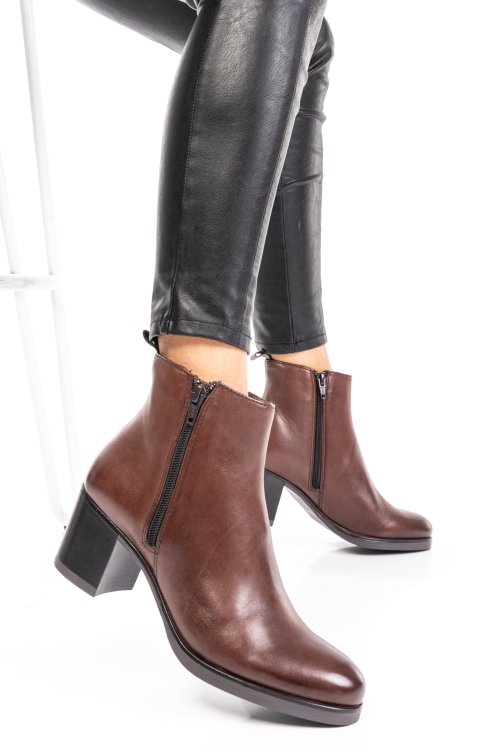 Botine dama piele naturala maro ws77h-114h16