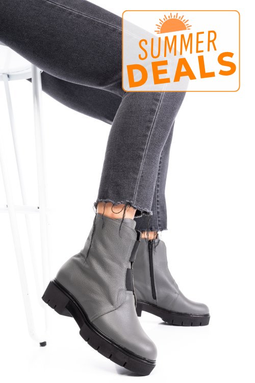 Ghete dama piele naturala gri 1s7770