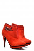 BOTINE ROSII PIELE NATURALA INTOARSA 1S77007