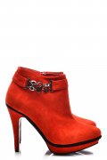 BOTINE ROSII PIELE NATURALA INTOARSA 1S77007
