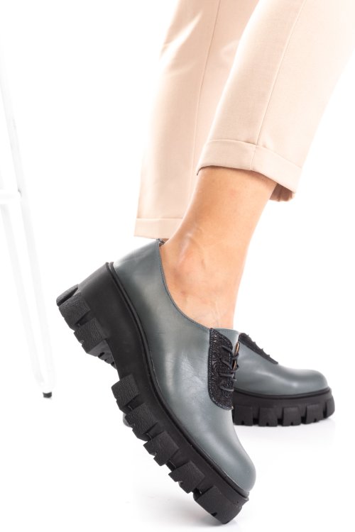 Pantofi gri piele naturala 2s77060