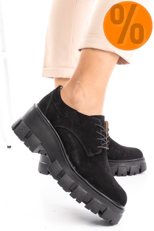 Pantofi negri piele naturala intoarsa 2s77085