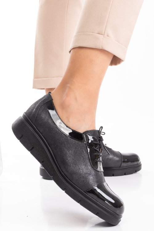 Pantofi negru sidef piele naturala 2s77050