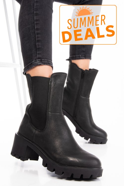 Ghete dama de iarna piele naturala black nabuk 8s77799