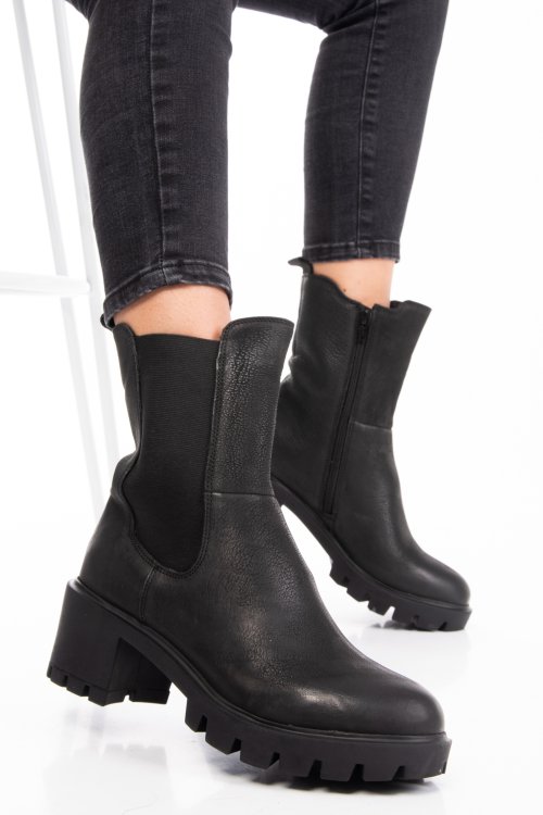 Ghete dama de iarna piele naturala black nabuk 8s77799