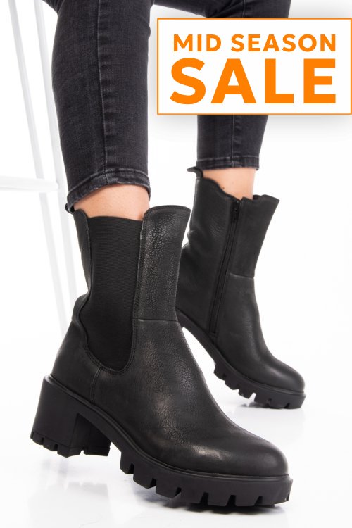 Ghete dama de iarna piele naturala black nabuk 8s77799