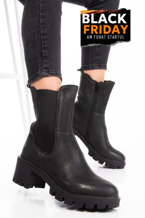 Ghete dama de iarna piele naturala black nabuk 8s77799