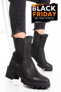 GHETE DAMA DE IARNA PIELE NATURALA BLACK NABUK 8S77799