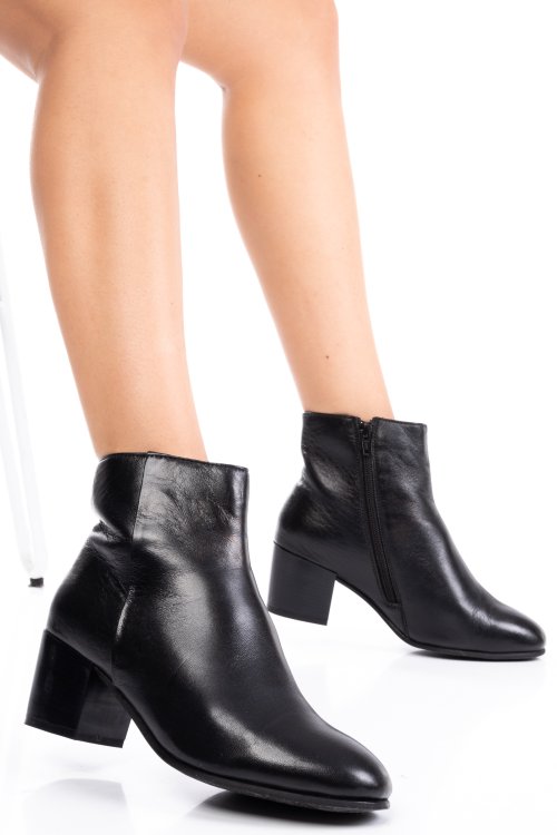 Ghete dama piele naturala negre toc mic 7s77786