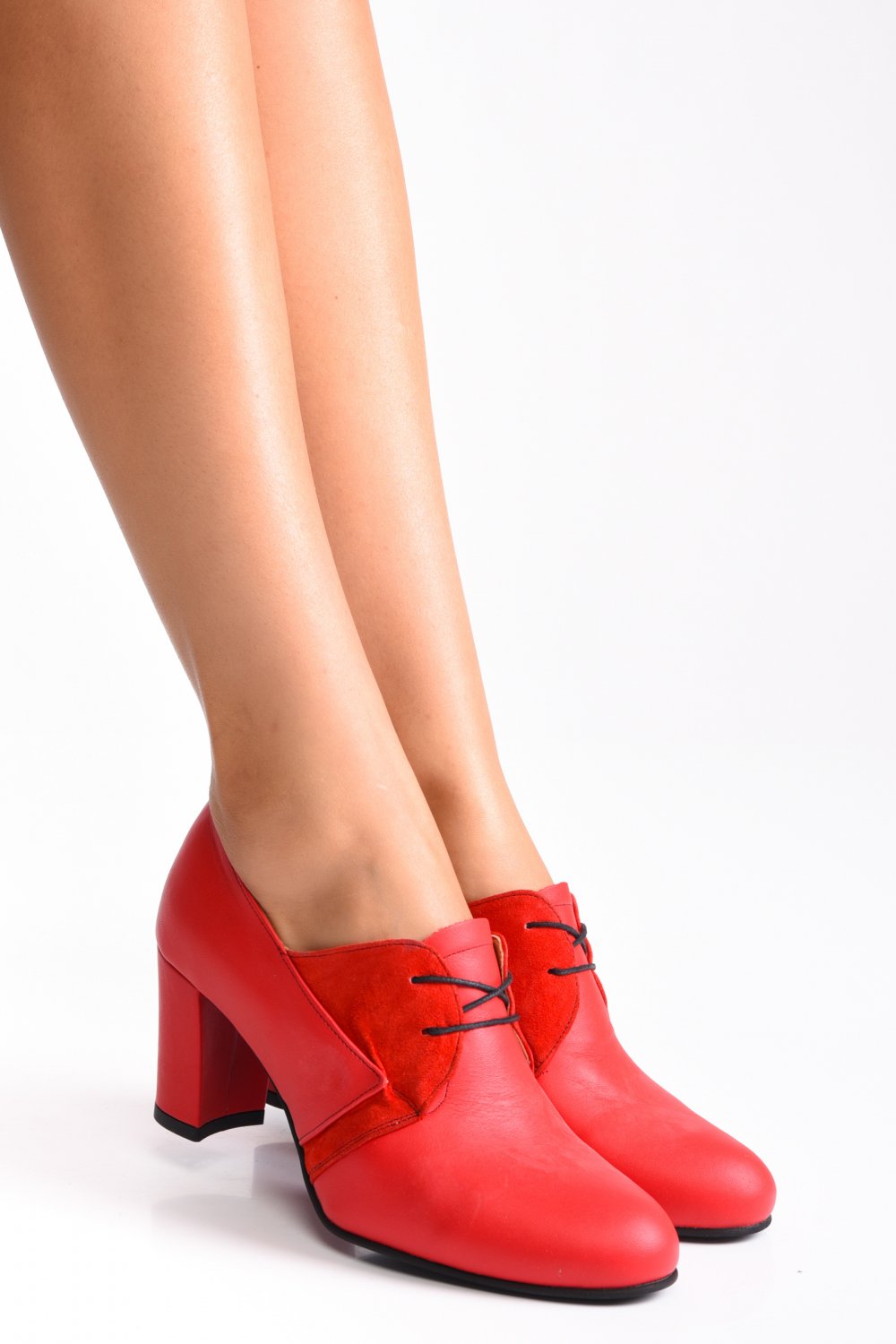 BOTINE ROSII PIELE NATURALA 1S77609