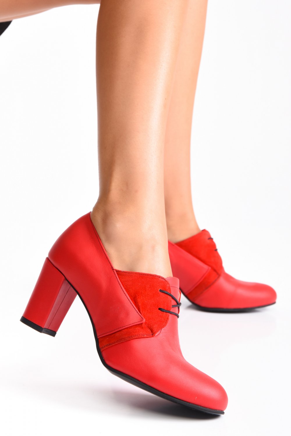 BOTINE ROSII PIELE NATURALA 1S77609