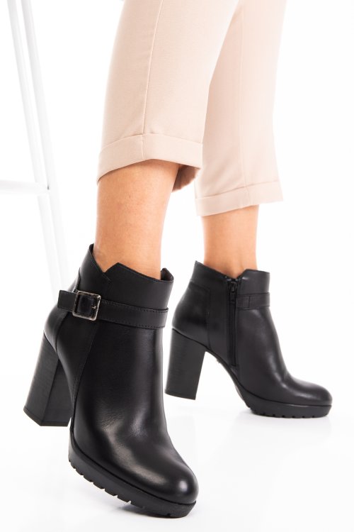 Botine negre piele naturala 08176vi