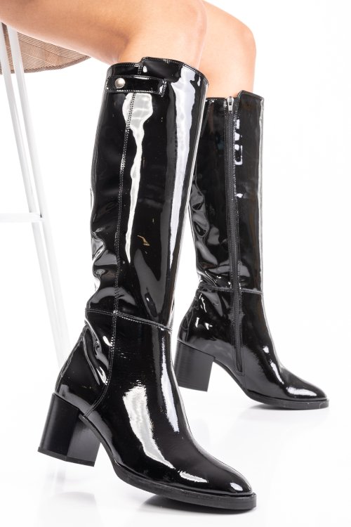 Cizme negre piele naturala lacuita 2s776334245