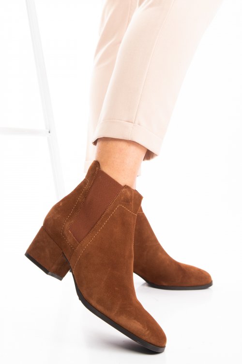 Botine maro piele naturala intoarsa 3s77626r