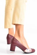 PANTOFI WINE FLOWER PIELE NATURALA 3S77020