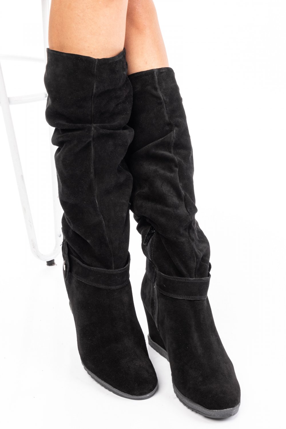 CIZME NEGRE PIELE NATURALA INTOARSA 6S77059H108
