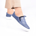 ESPADRILE ALBASTRU ARGINTIU CROCO PIELE NATURALA D1645
