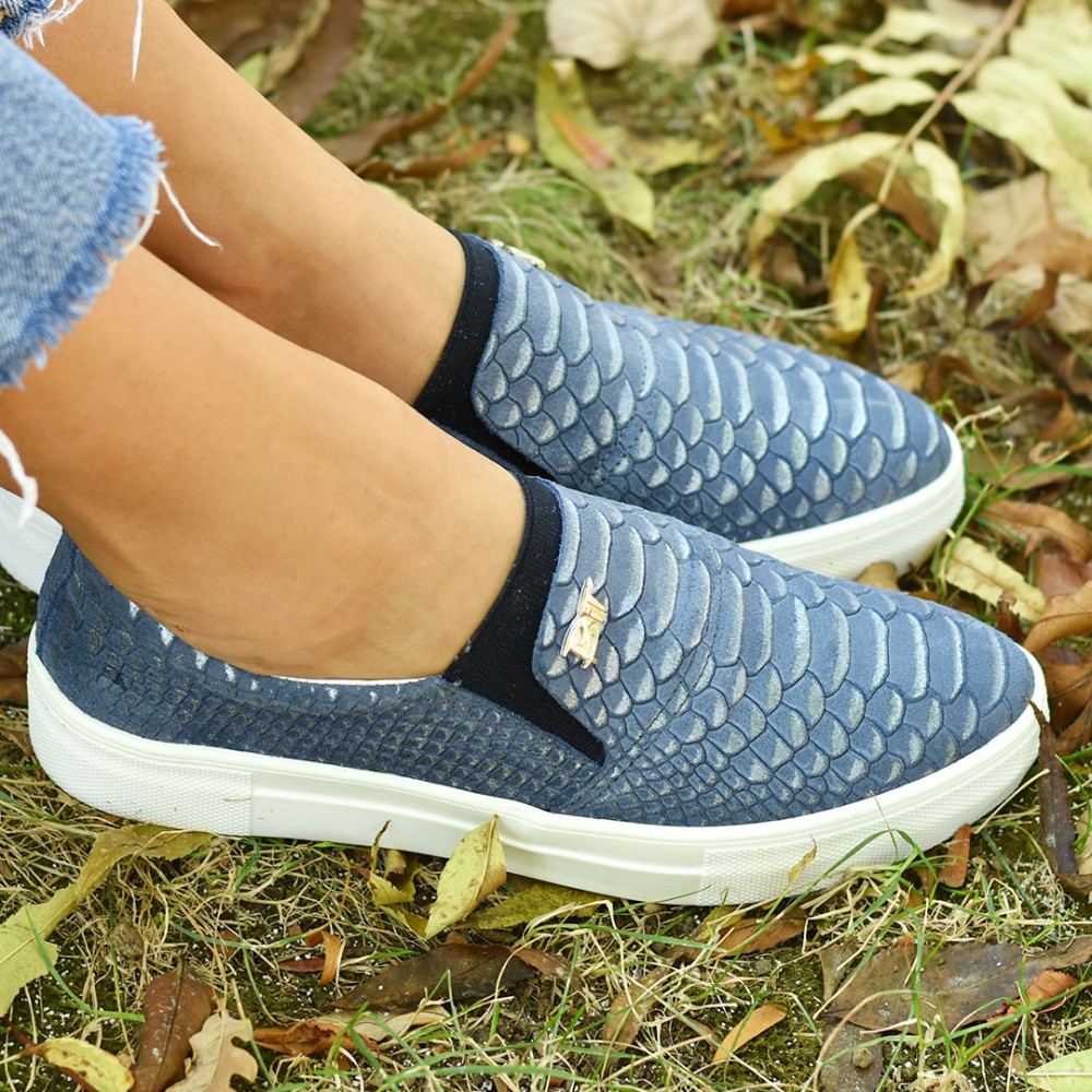 ESPADRILE ALBASTRU ARGINTIU CROCO PIELE NATURALA D1645