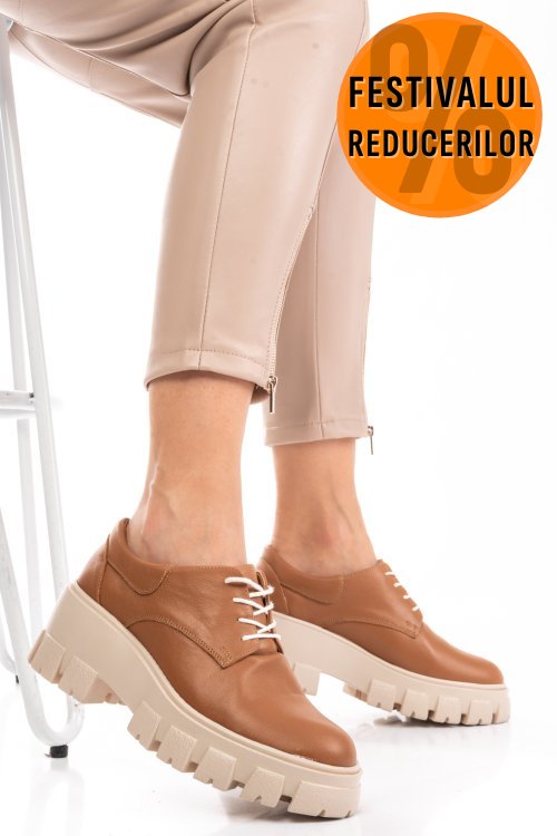 Pantofi casual femei piele naturala maro 2s77080