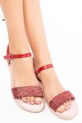 SANDALE ROSU ANIMAL PRINT PIELE NATURALA 5S7715