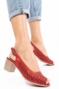 SANDALE ROSII PIELE NATURALA 1PC068