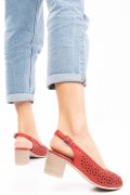 SANDALE ROSII PIELE NATURALA 1PC068
