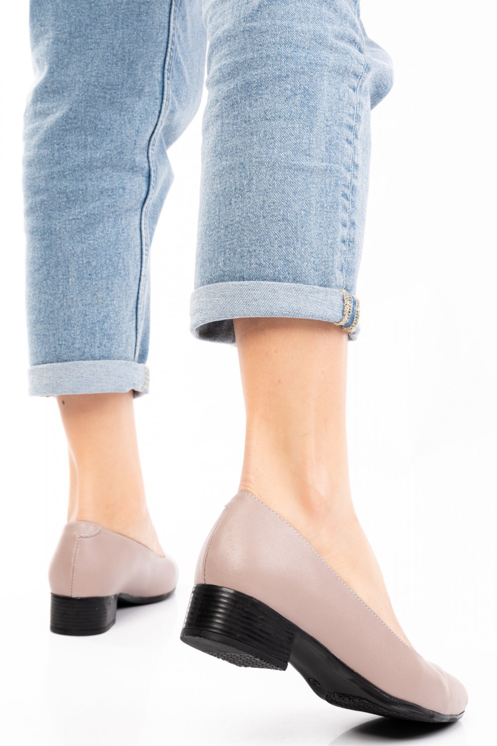 PANTOFI TAUPE TALPA NEAGRA PIELE NATURALA SEREN