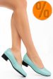 Pantofi dama piele naturala turqoise toc mic 2s77040