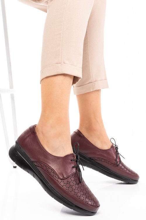 Pantofi bordo piele naturala 3s7701