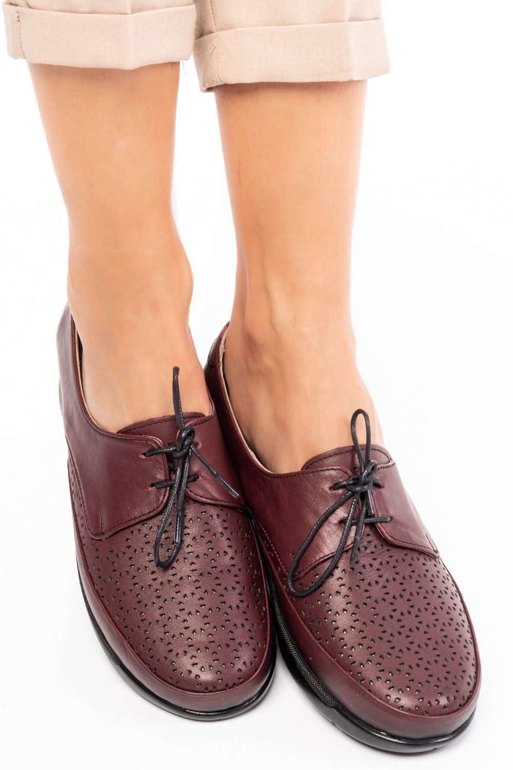 PANTOFI BORDO PIELE NATURALA 3S7701