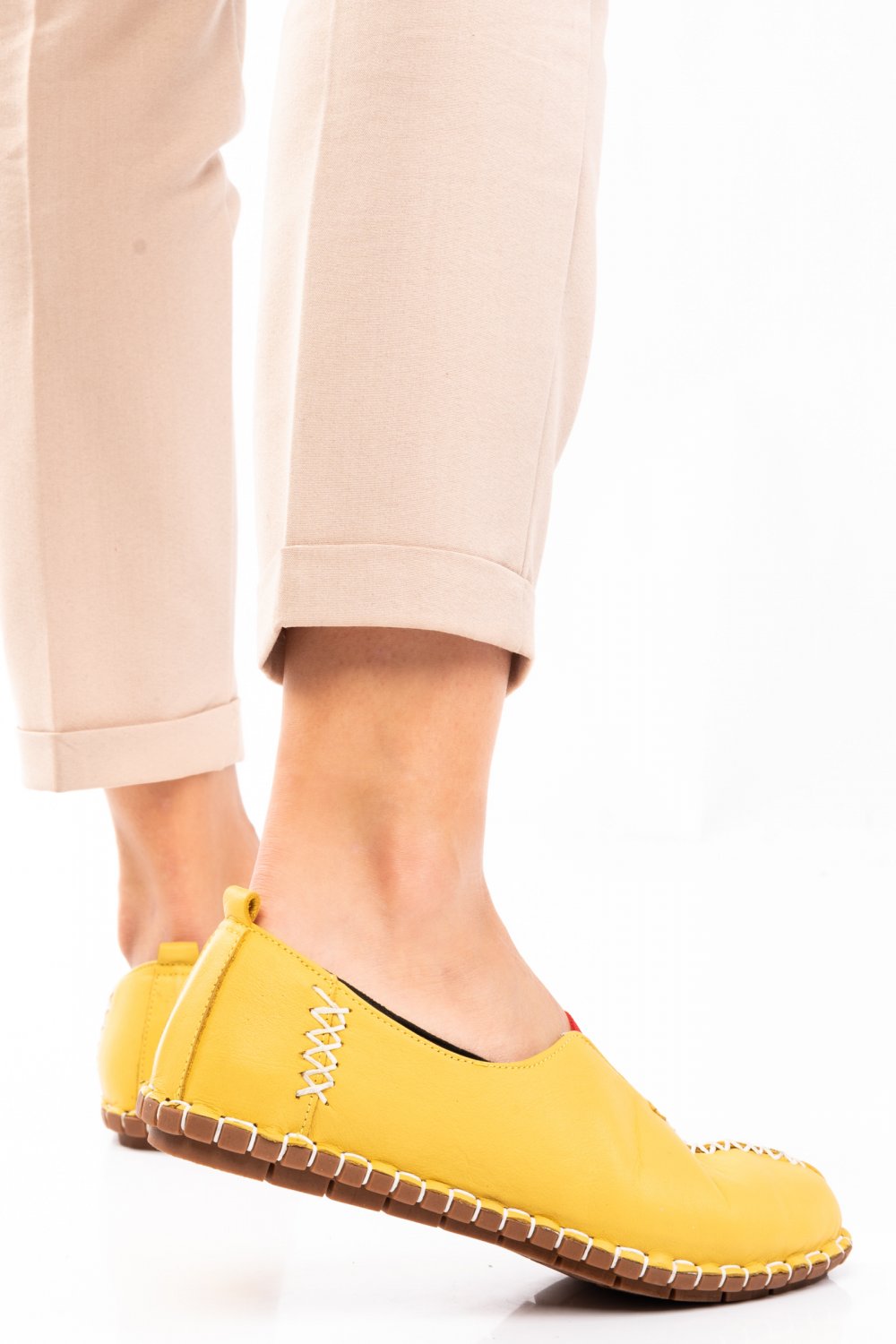 ESPADRILE GALBENE  PIELE NATURALA 7S7701