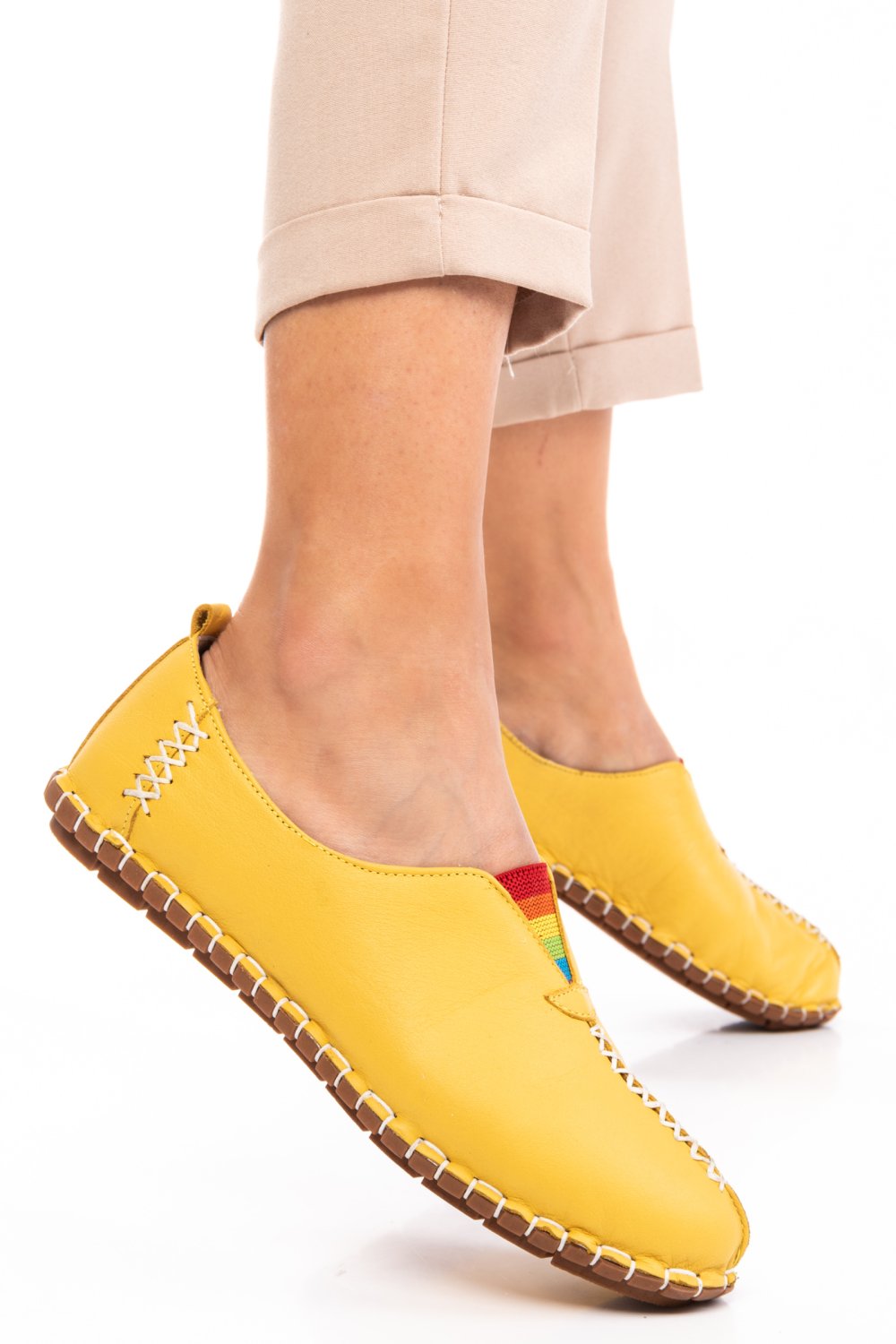 ESPADRILE GALBENE  PIELE NATURALA 7S7701
