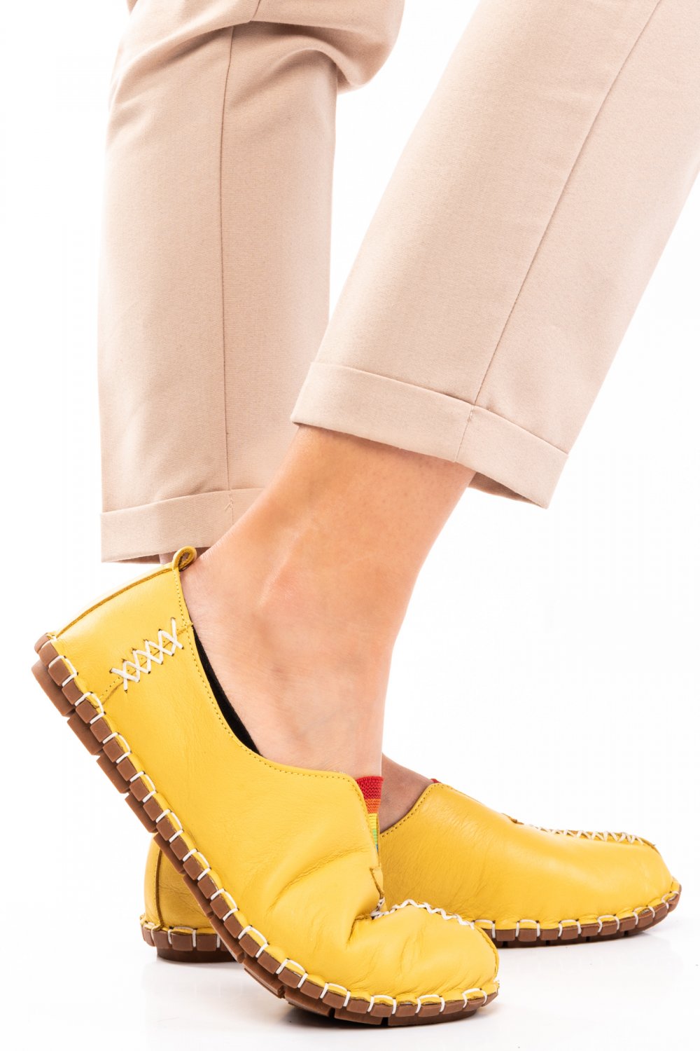 ESPADRILE GALBENE  PIELE NATURALA 7S7701