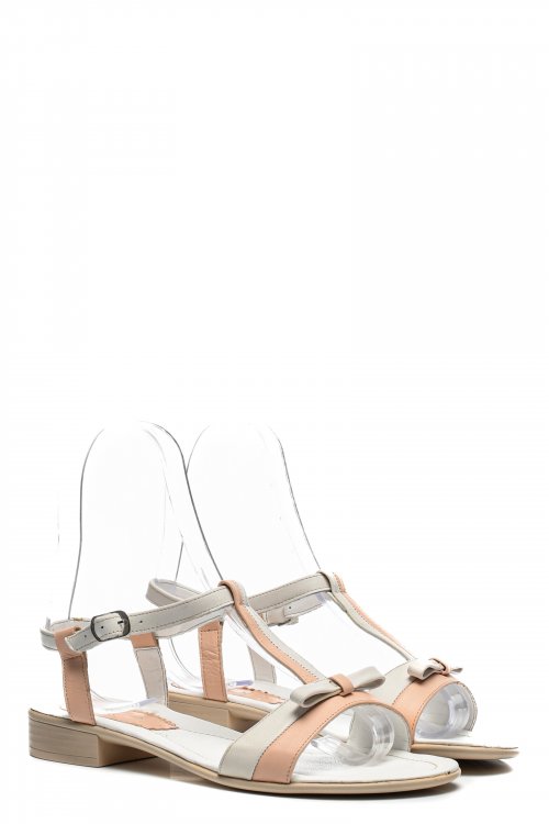 Sandale roz alb piele naturala 5s7716